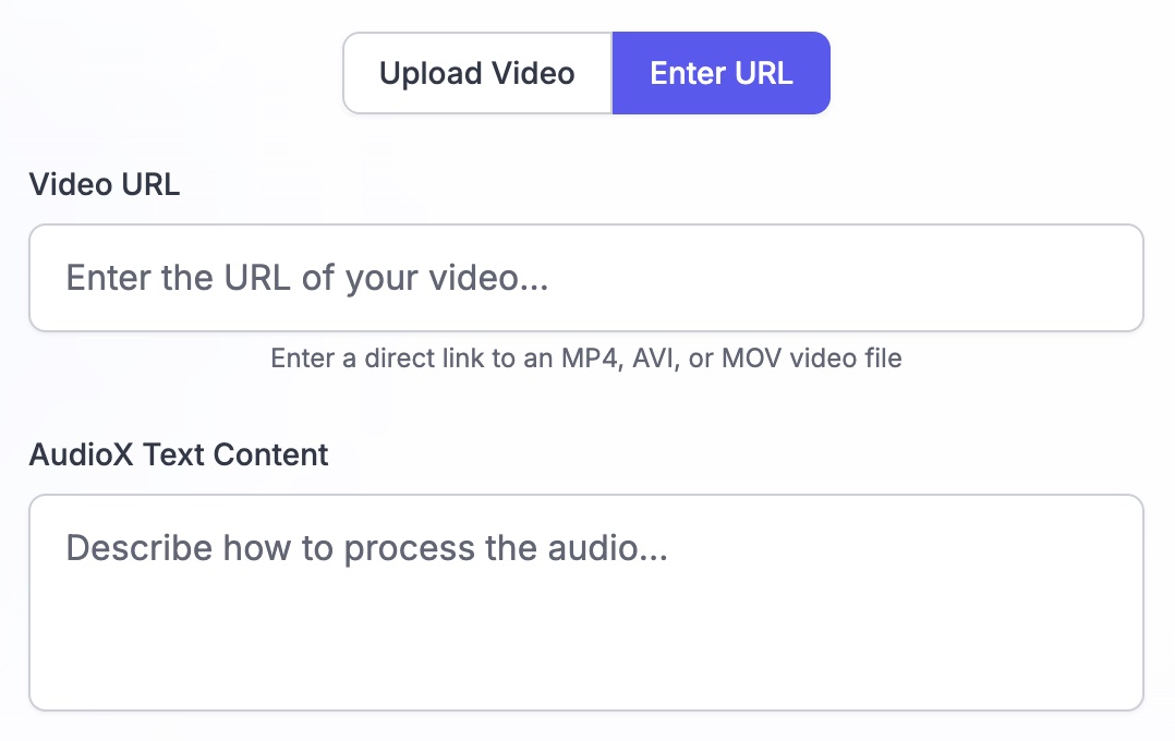 Step 2: Or Enter Video URL for MMAudio IA