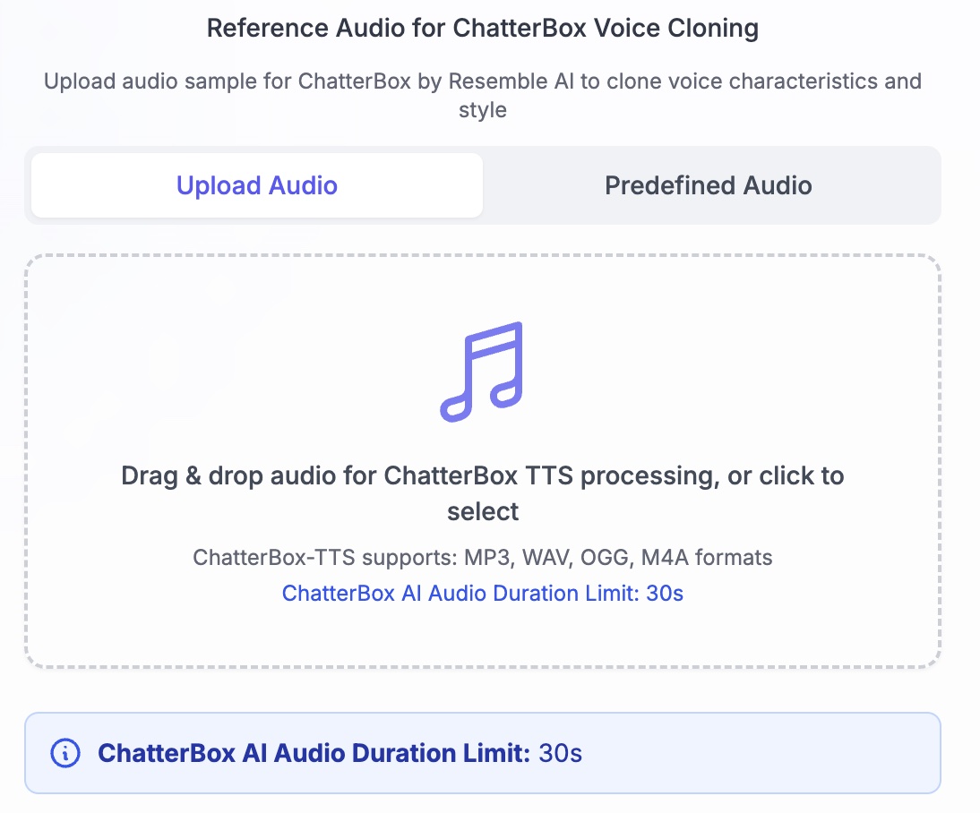 Step 2: Upload Reference Audio